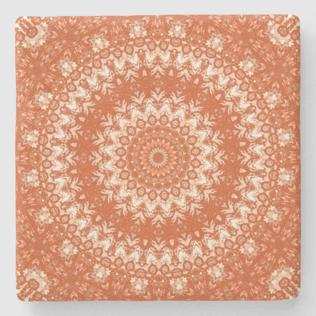 Orange Mandala. Steinuntersetzer (Vorderseite)