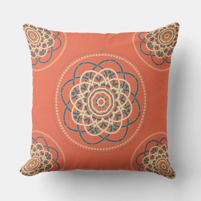Orange Mandala Throw Pillow Meditation Room Decke Kissen (Vorderseite)