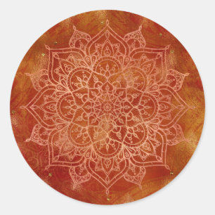 Orange Mandala und Gold Glam Modern Chic Runder Aufkleber
