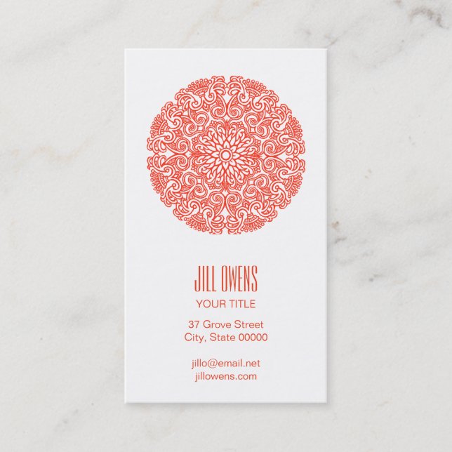 Orange Mandala Yoga Studio Business Cards Visitenkarte (Vorderseite)