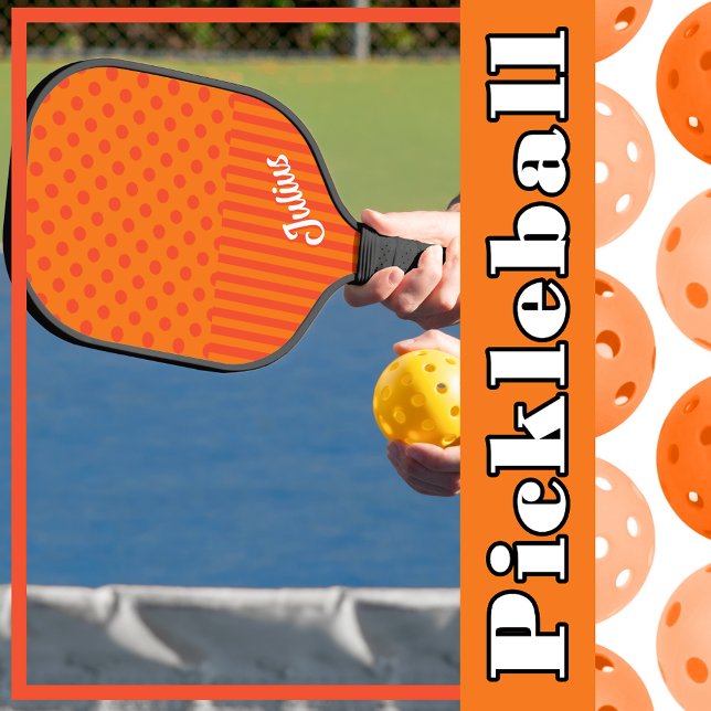 Orange Mandarine Polka Dots Streifen Personalisier Pickleball Schläger (Orange Tangerine Polka Dots Stripes Personalized Pickleball Paddle to Personalize)