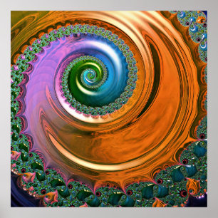 Orange Mandelbrot Wirbelplakat Poster