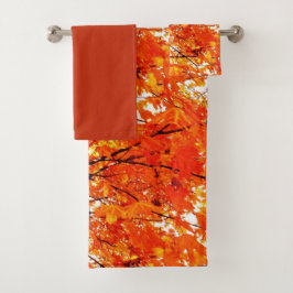 Orange Maple Verlasse Herbstsaison Badhandtuch Set