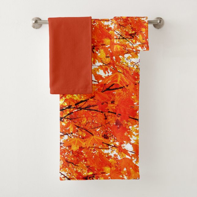 Orange Maple Verlasse Herbstsaison Badhandtuch Set (Insitu)