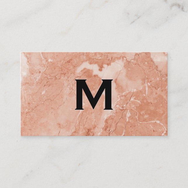 Orange Marble | Monogramm Visitenkarte (Vorderseite)
