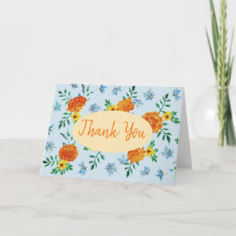 Orange Marigold Blume Light Blue Dankeskarte