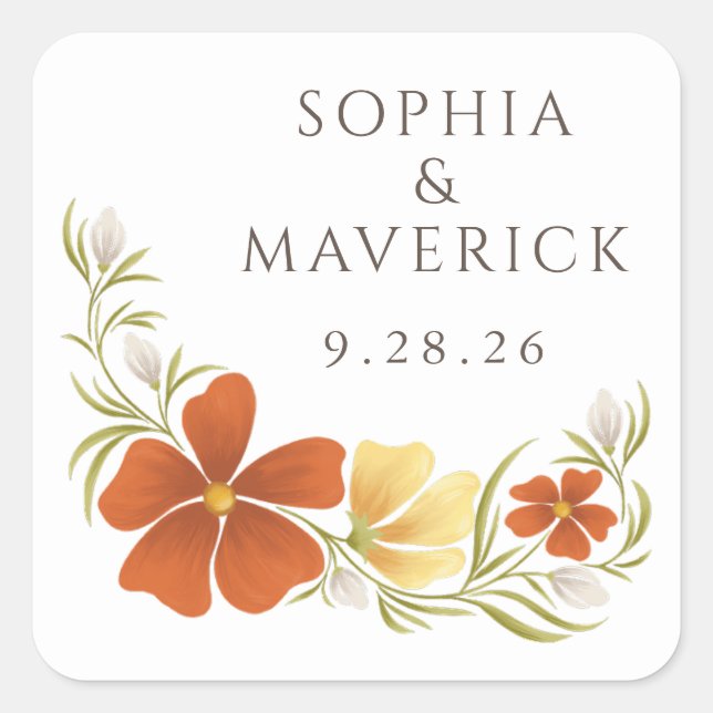 Orange & Marigold Bold Floral Sticker (Vorderseite)