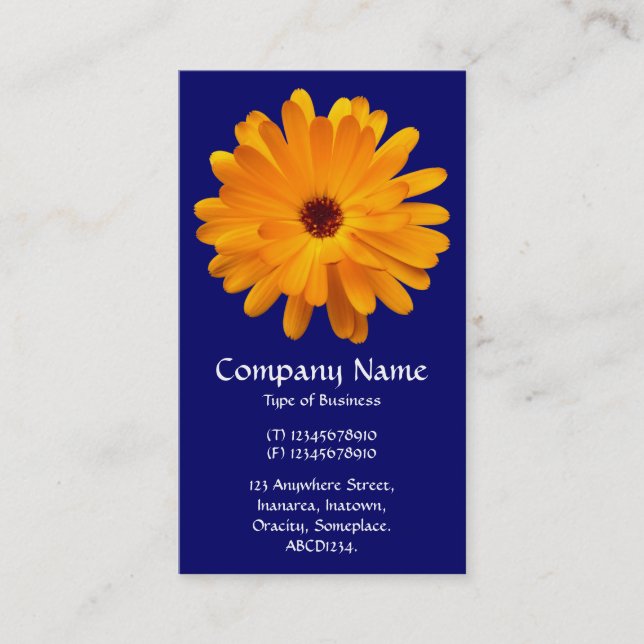Orange Marigold - Deep Navy Blue Visitenkarte (Vorderseite)