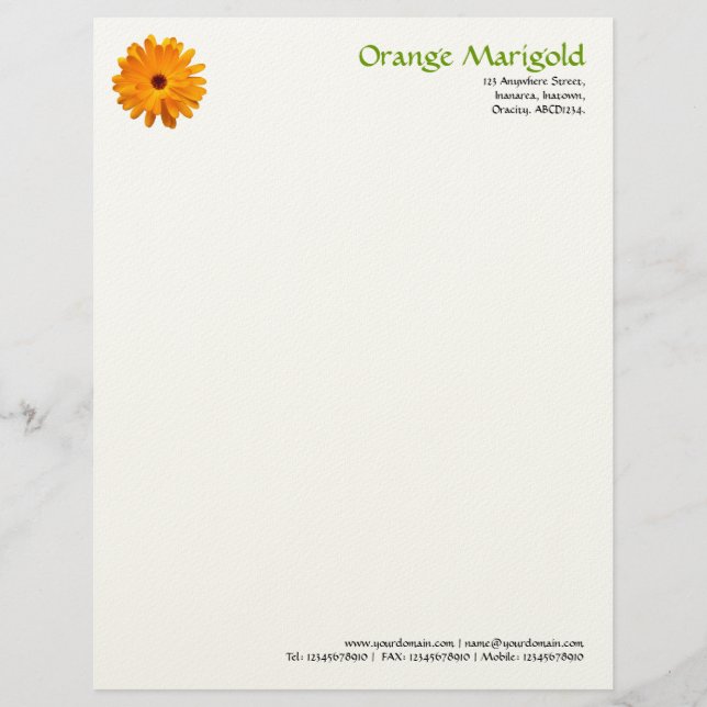 Orange Marigold - (Filz) Briefkopf (Vorderseite)