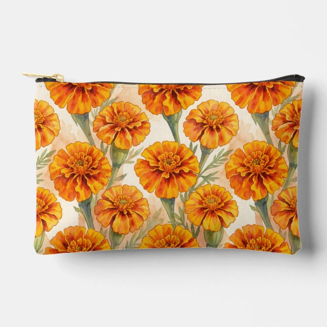 Orange marigold flowers pattern zubehörtasche (Vorderseite)