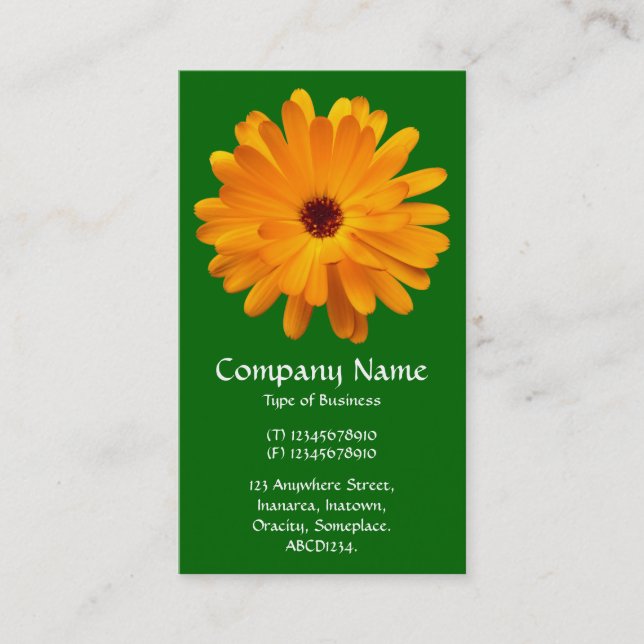 Orange Marigold - Grüne Grüne Visitenkarte (Vorderseite)