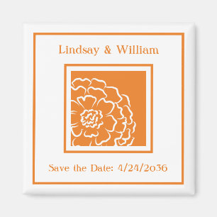 Orange Marigold Hochzeit Sichern Sie das Datum Magnet