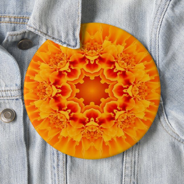 Orange Marigold Mandala Button (Beispiel)