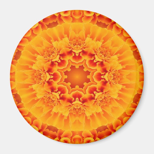 Orange Marigold Mandala Magnet (Vorne)