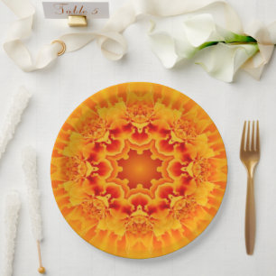 Orange Marigold Mandala Pappteller