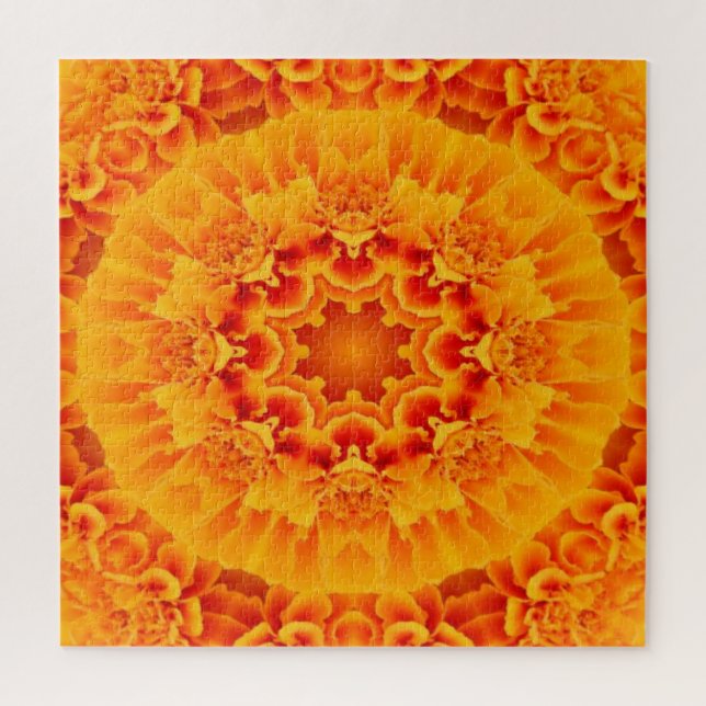 Orange Marigold Mandala Puzzle (Vertikal)