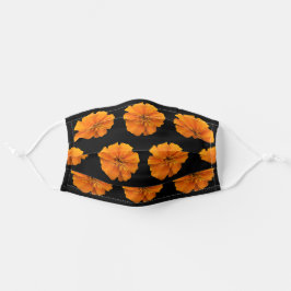Orange Marigold Pattern auf schwarz Mund-Nasen-Maske Aus Stoff
