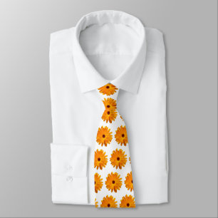 Orange Marigold Pattern - Weiß Krawatte