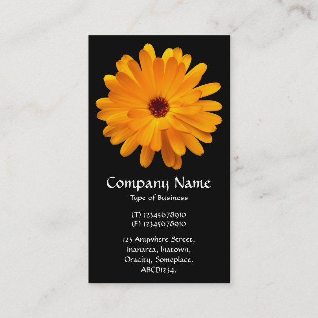 Orange Marigold - Schwarz Visitenkarte (Vorderseite)