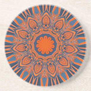 Orange Marine-Blau-Mandala Sandstein Untersetzer