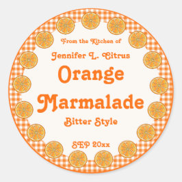 Orange Marmalade auf Gingham Runder Aufkleber