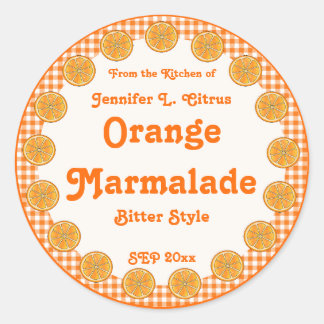 Orange Marmalade auf Gingham Runder Aufkleber