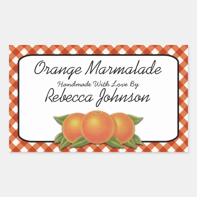 Orange Marmalade Custom Text Jar Label Rechteckiger Aufkleber (Vorderseite)
