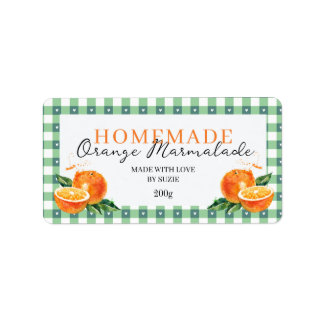 Orange Marmalade Jar Label Personalized Gingham  Adressaufkleber