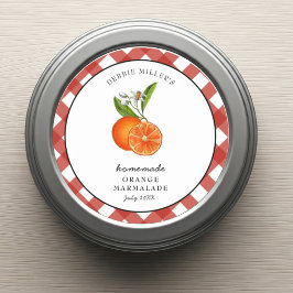 Orange Marmalade Kariert Round Jam Runder Aufkleber