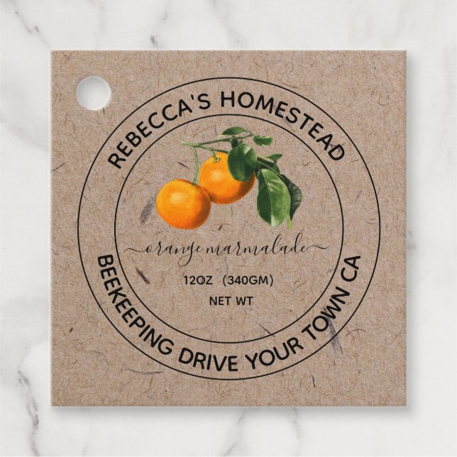 Orange Marmalade Kraft Paper Canning Jar Geschenkanhänger (Vorderseite)