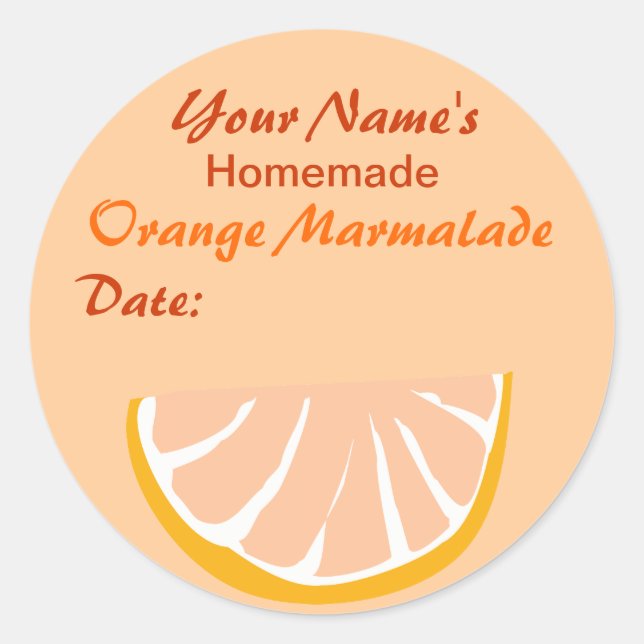 Orange Marmalade Personalisiert Jar Stickers Runde (Vorderseite)