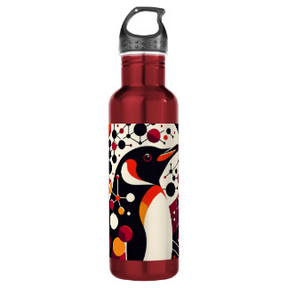 Orange Maroon Red Penguin In geometrisch Abstrakt Edelstahlflasche