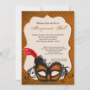 Orange Masquerade Maske Ball Kostüm Halloween Einladung
