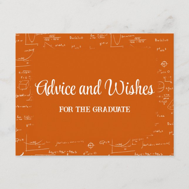 Orange Math Graduation Party Advice for Graduate Begleitkarte (Vorderseite)