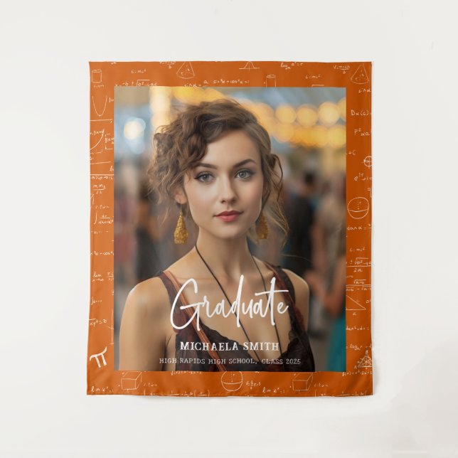 Orange Mathe-Handschrift-Skript-Foto-Abschluss  Wandteppich (Vorderseite)