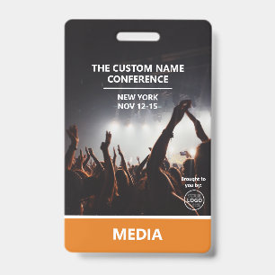 Orange Media Access Pass QR Code Custom Conference Ausweis