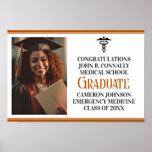 Orange Medical School Foto Graduation Party Poster
