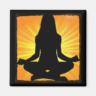Orange Meditation Yoga Frauen meditieren Magnet
