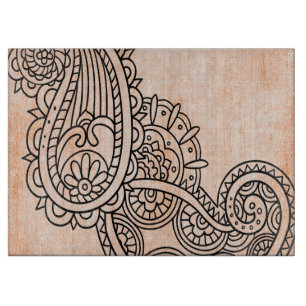 Orange Mehndi Motif Cutting Board Schneidebrett