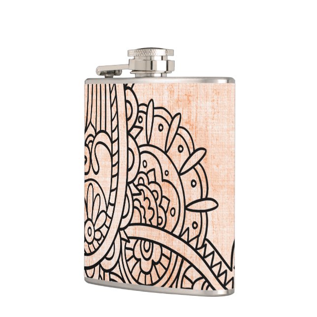 Orange Mehndi Motif Flask Flachmann (Links)