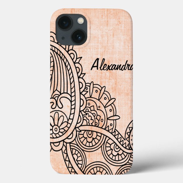 Orange Mehndi Motif iPad Case (Rückseite)
