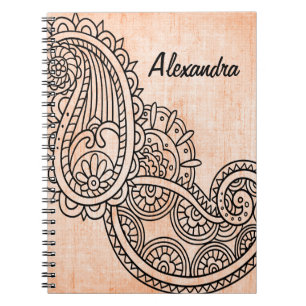 Orange Mehndi Motiv Notizbuch Notizblock