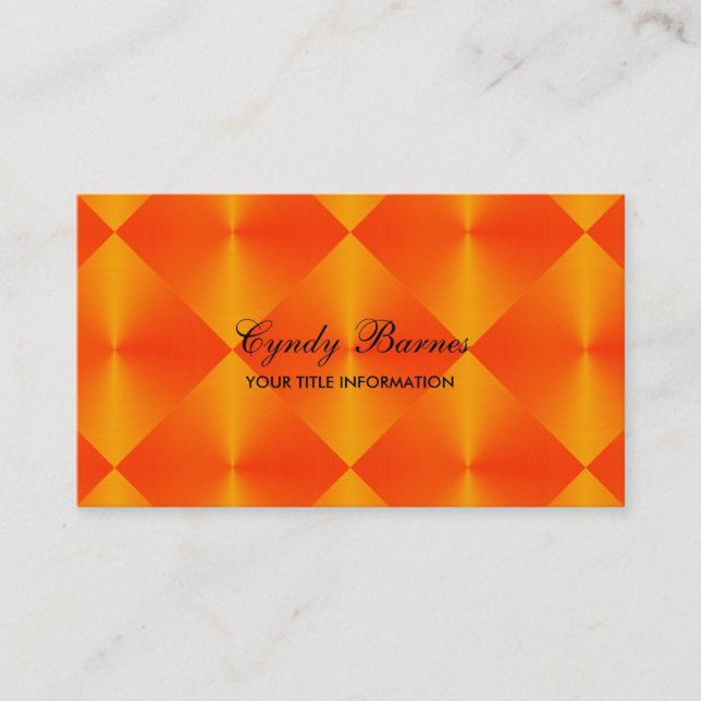 Orange Metallic Look Diamond Tiles Visitenkarte (Vorderseite)