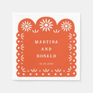 ORANGE MEXICAN PAPEL PICADO SERVIETTE