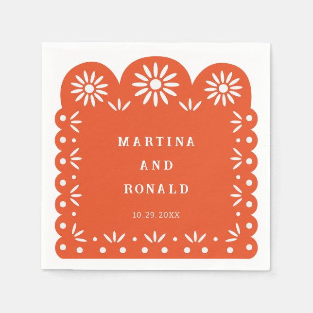 ORANGE MEXICAN PAPEL PICADO SERVIETTE (Vorderseite)