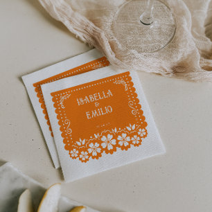 Orange   Mexican Papel Picado Wedding Serviette