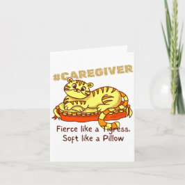 Orange Mini Tigress on Pillow Cartoon Dankeskarte