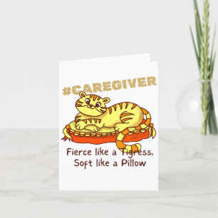 Orange Mini Tigress on Pillow Cartoon Dankeskarte