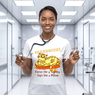 Orange Mini Tigress on Pillow Cartoon T-Shirt