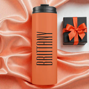 Orange Minimal Bridesmaid Personalisierter Name Ei Thermosbecher